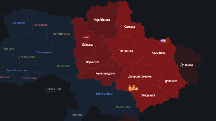 Фото: карта повітряних тривог (alerts.in.ua)